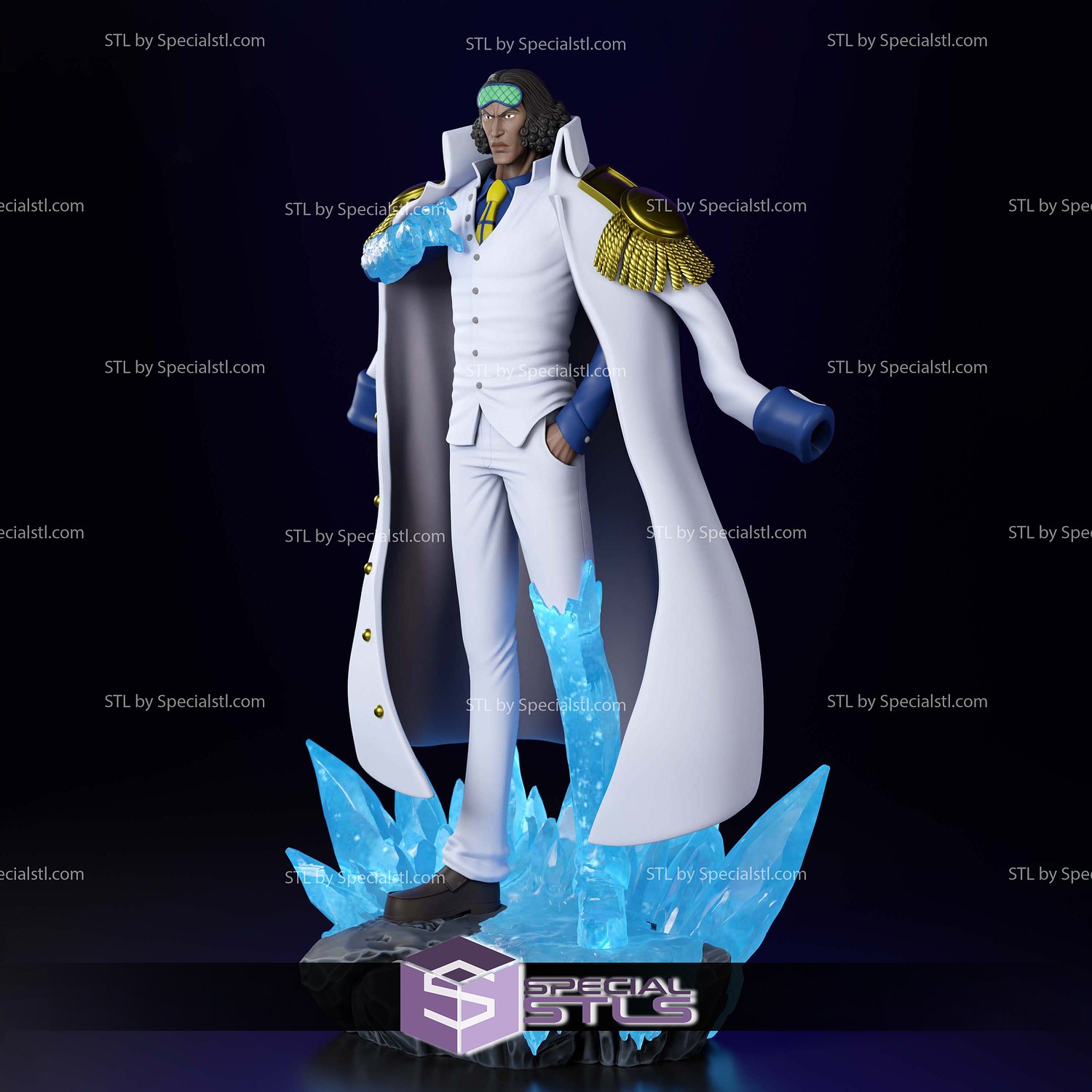 Aokiji Kuzan Marine Admiral Standing 3D Printer Files STL Model — view 6