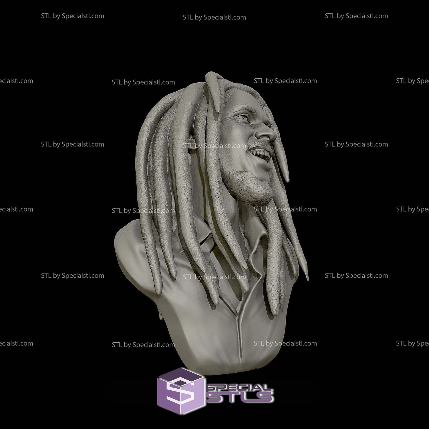 Bob Marley Bust 3D Printing Models STL Model — view 5