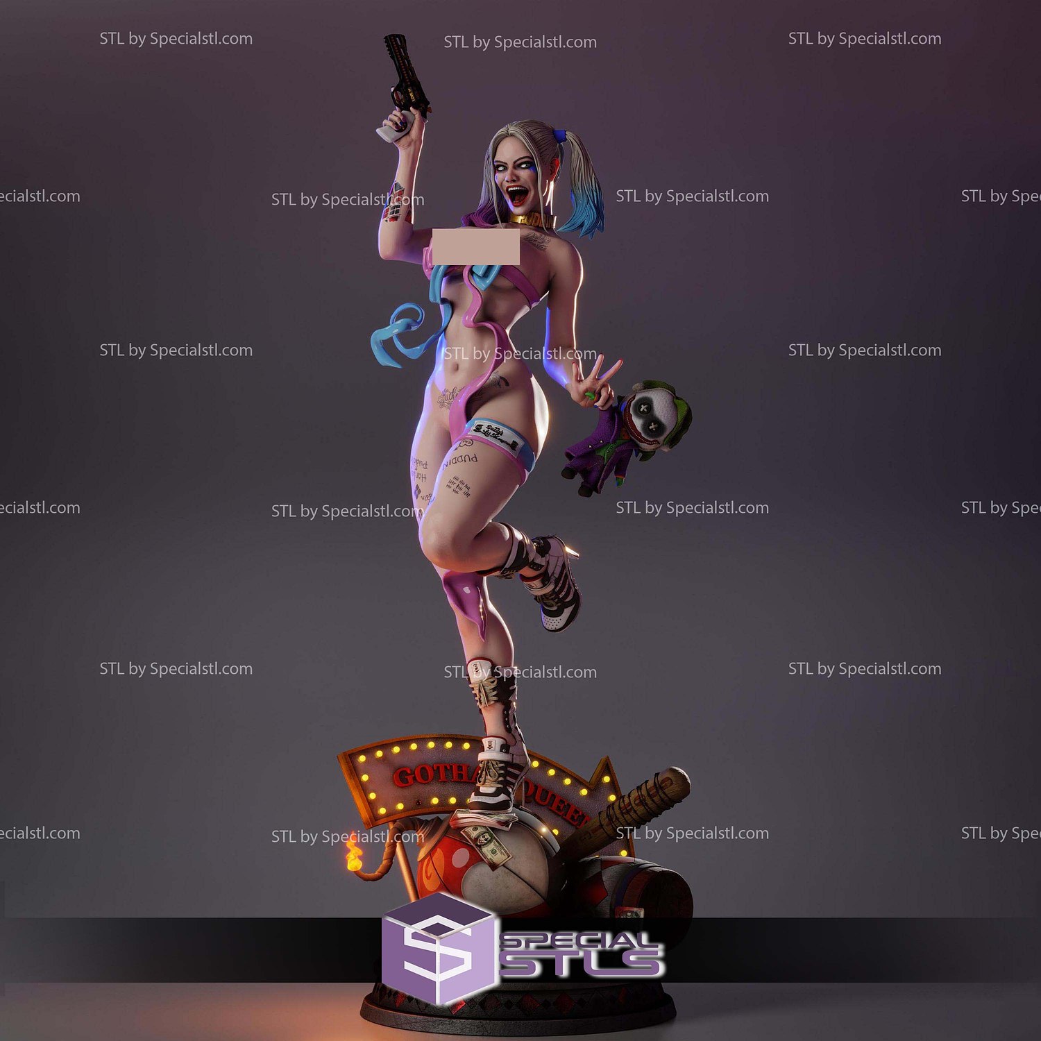Harley Quinn Gift Version 394mm STL Files 3D Model — view 2