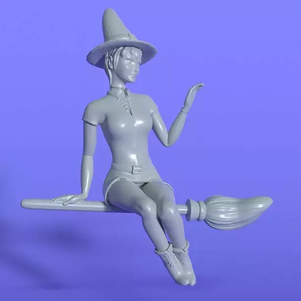 Cute Anime Witch 3D STL Model