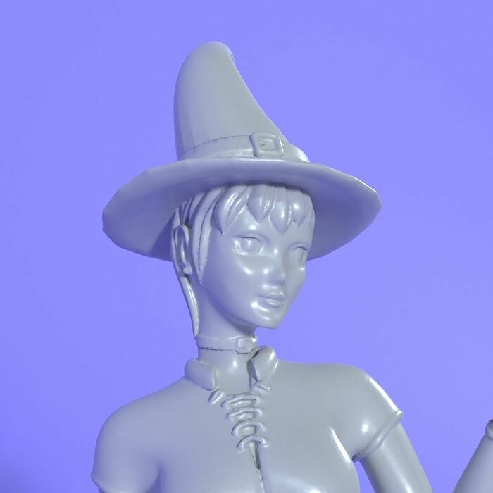 Cute Anime Witch 3D STL Model — view 2