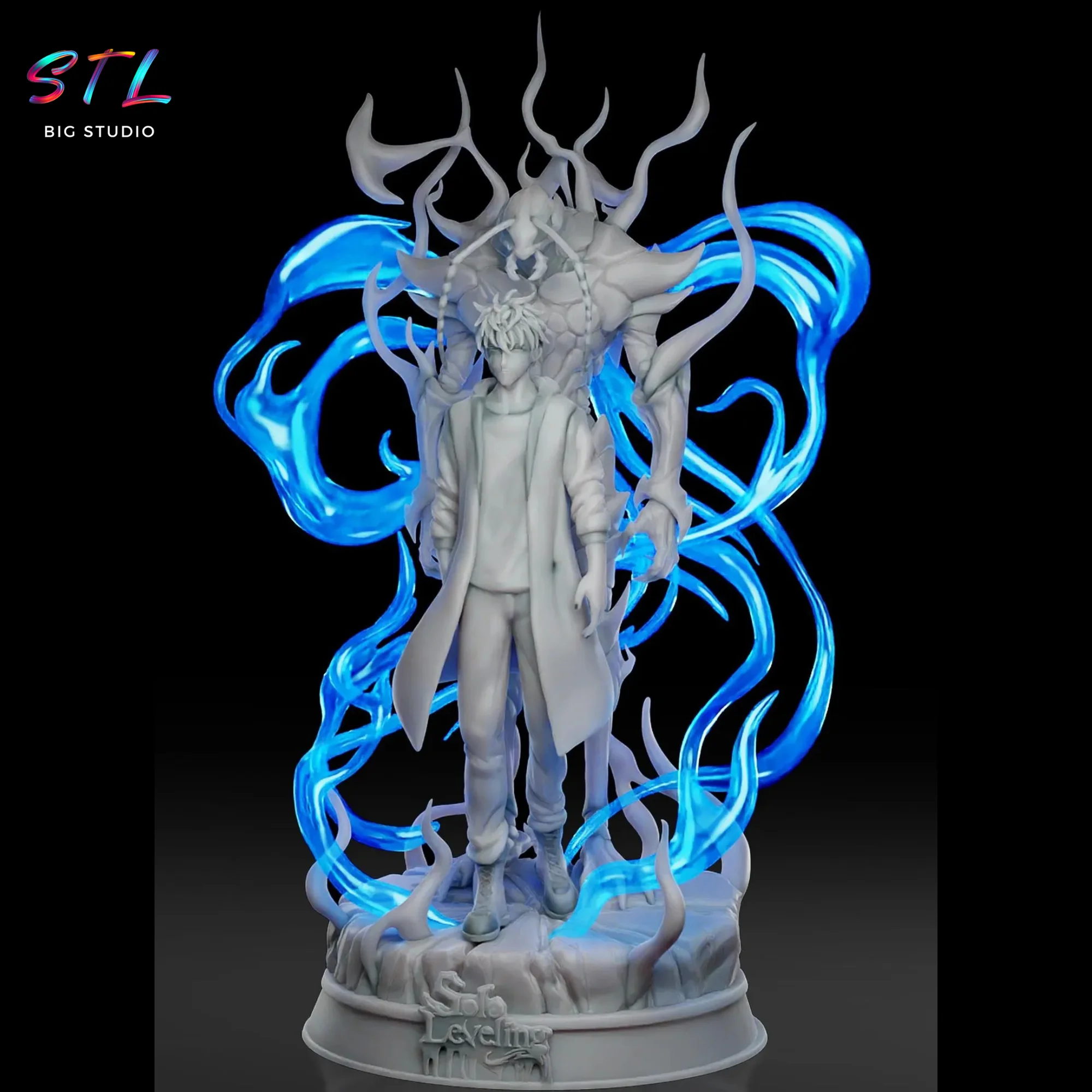 STL Sung Jinwoo & Beru | Solo Leveling | 3D Printable Diorama Model — view 3