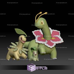 Pokemon STL Collection Chikorita Bayleef Meganium 3D Model — view 1