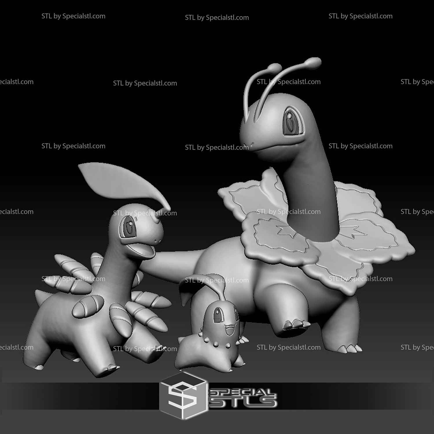 Pokemon STL Collection Chikorita Bayleef Meganium 3D Model — view 2