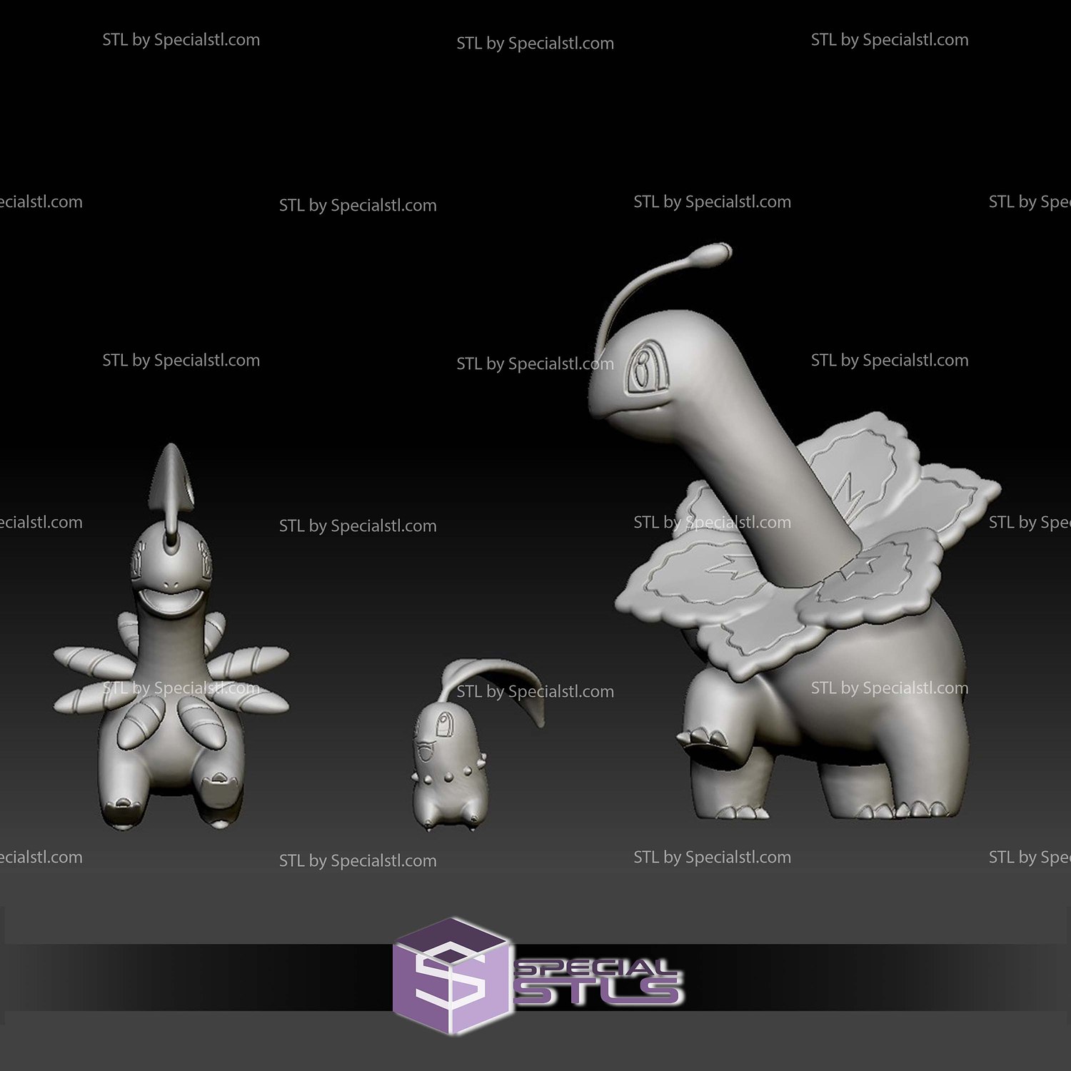 Pokemon STL Collection Chikorita Bayleef Meganium 3D Model — view 3
