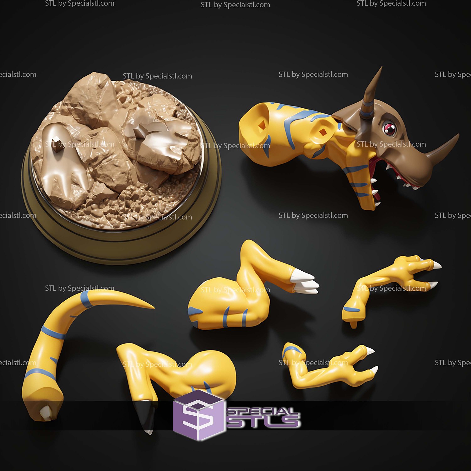Basic STL Greymon Digimon 3D Model — view 4