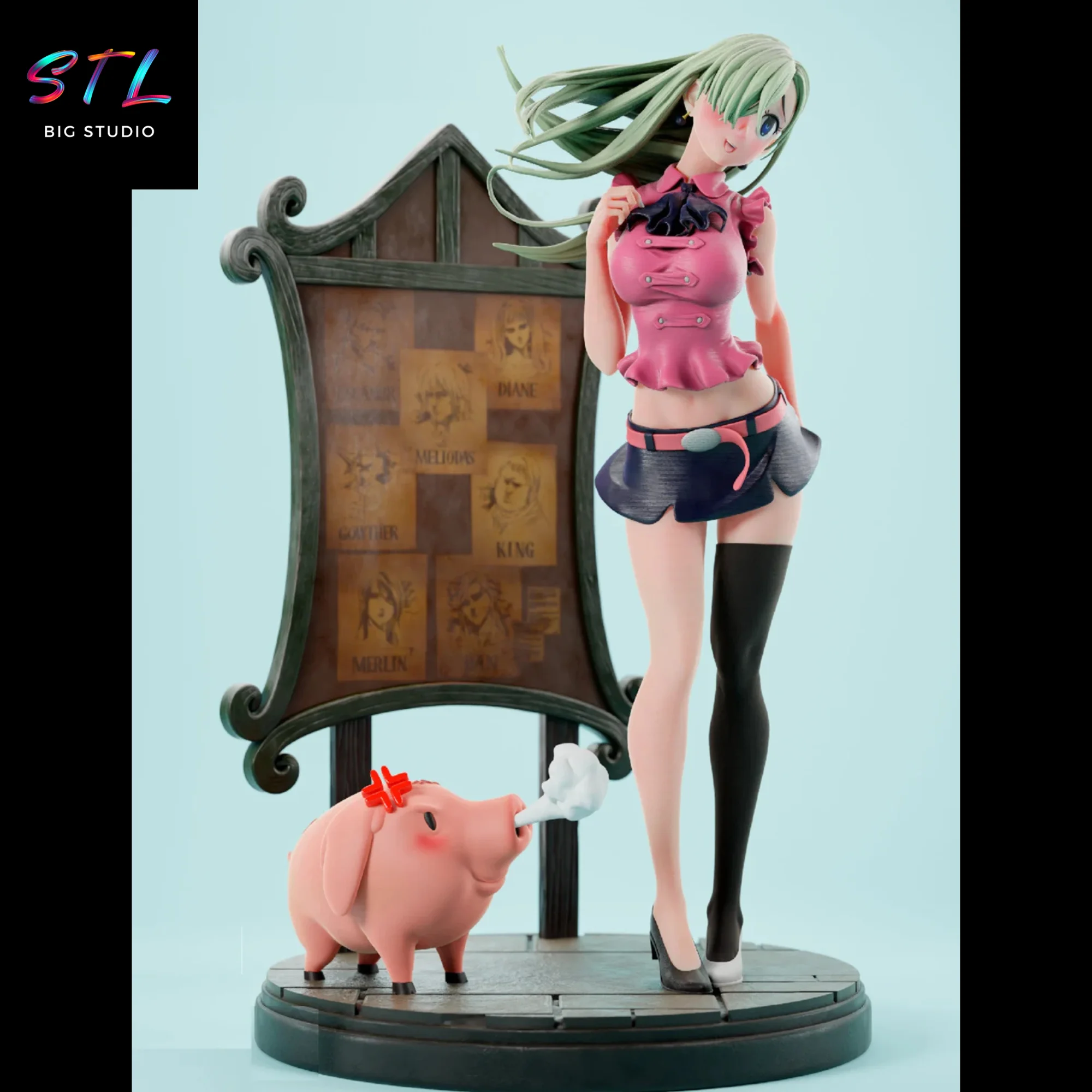 Elizabeth Liones & Hawk STL | The Seven Deadly Sins | 3D Printable Diorama Model