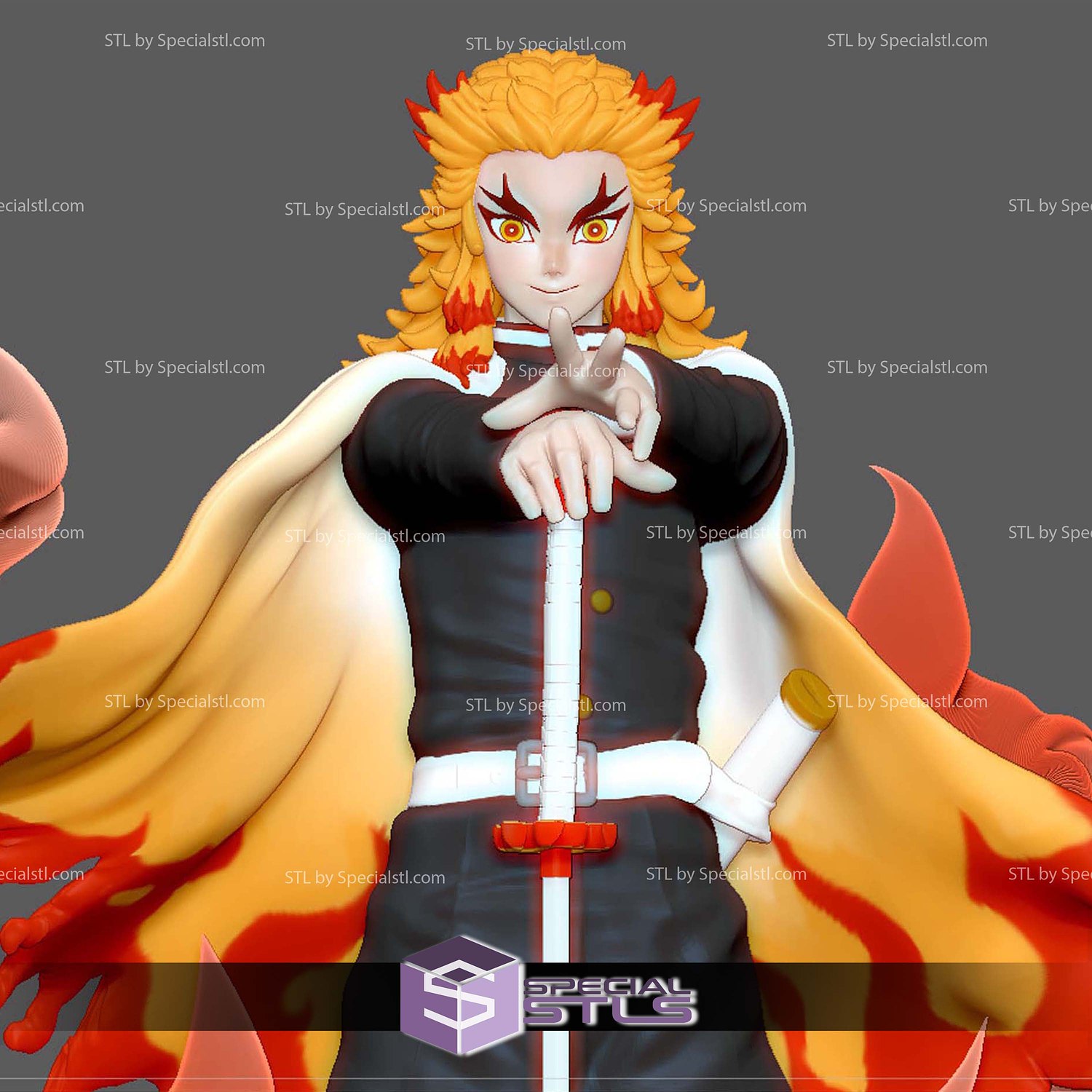 Rengoku Red Flame Basic 3D Printer Files STL Model — view 4