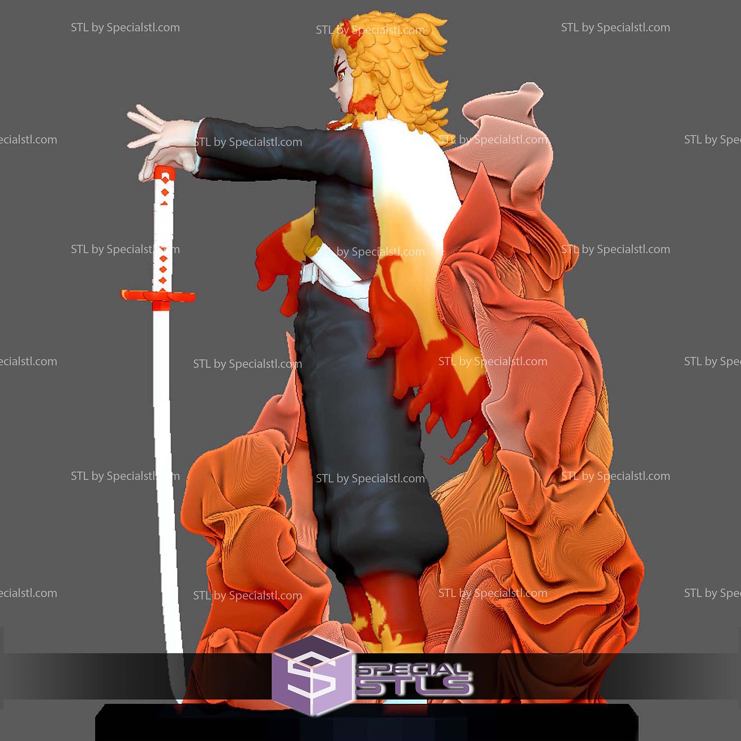Rengoku Red Flame Basic 3D Printer Files STL Model — view 6