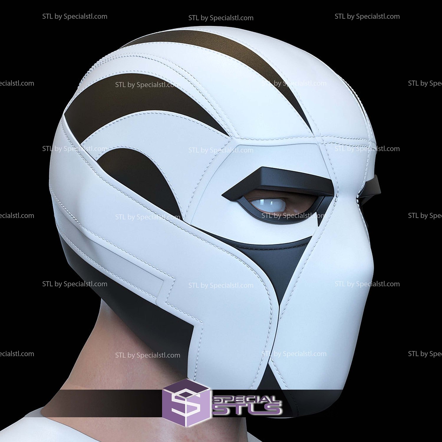 Cosplay STL Files White Tiger Helmet Daredevil Born Again 3D Model — view 3
