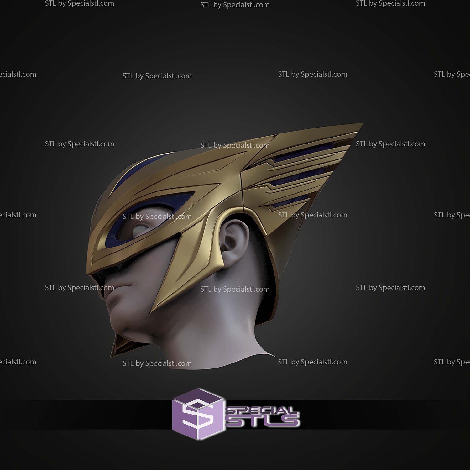 Cosplay STL Files Hawkgirl Helmet 3D Model — view 3