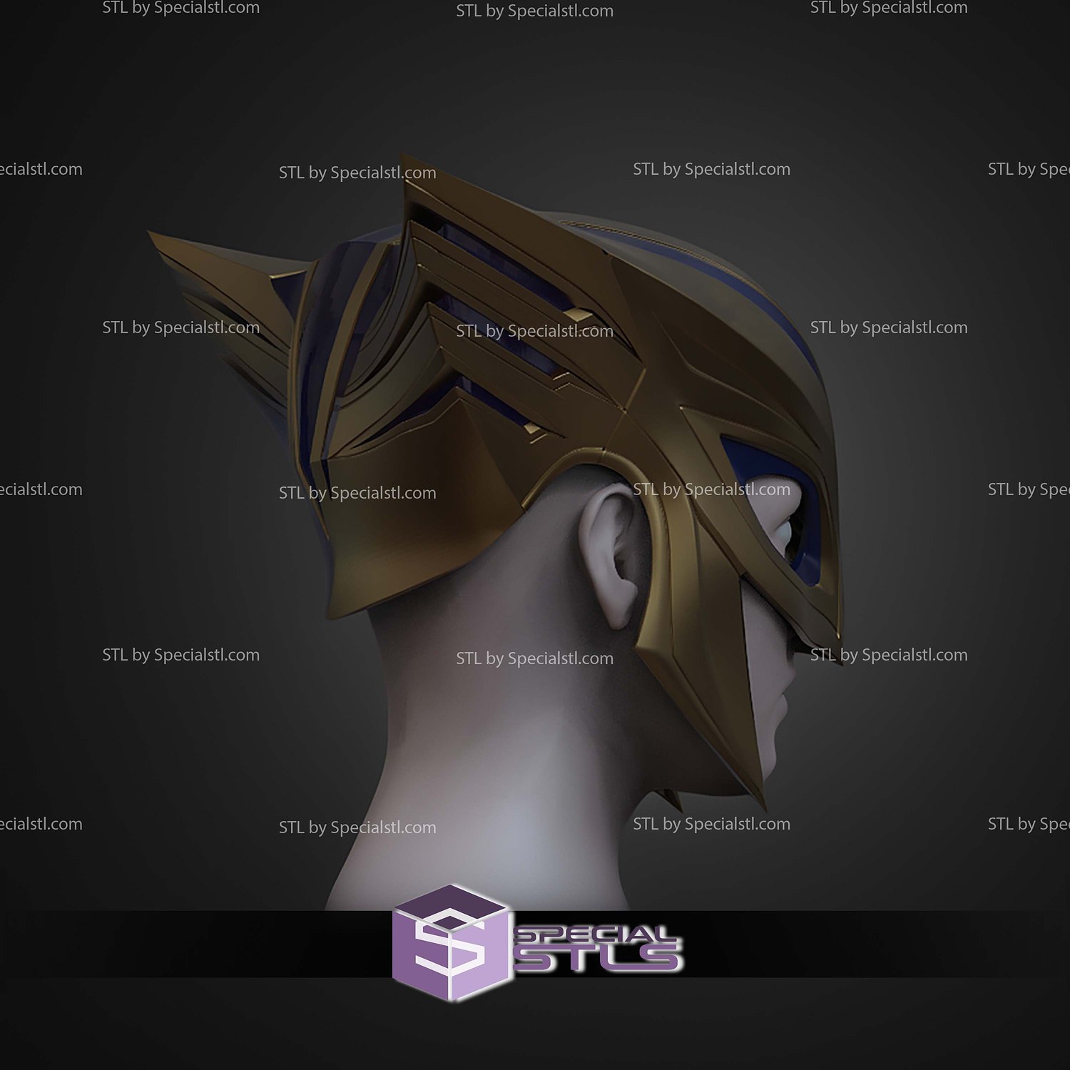 Cosplay STL Files Hawkgirl Helmet 3D Model — view 5