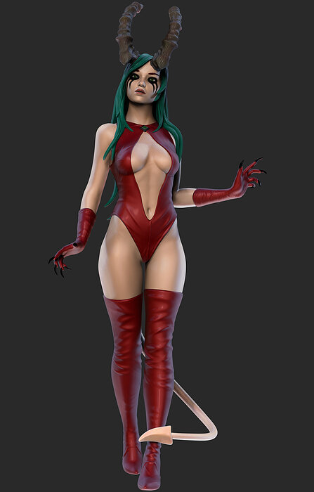 Demon Lady 3D Print Model 25cm ZTL Model — view 2
