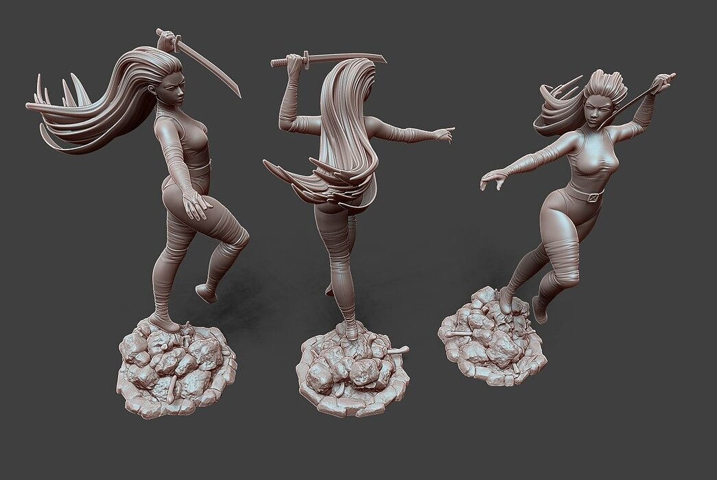Psylocke Pose 3 3D ZTL Model — view 2