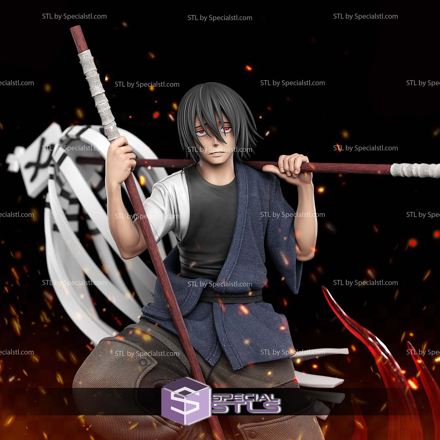 Benimaru Shinmon Fire Force 3D Printer Files STL Model — view 3