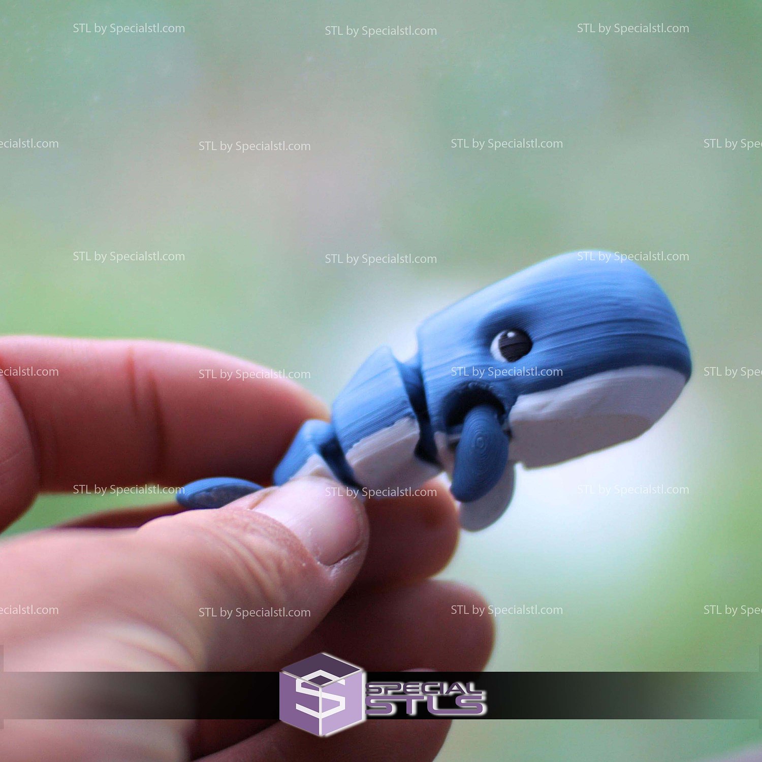Super Basic STL Flexi Wiggly Whale 3D Model — view 2