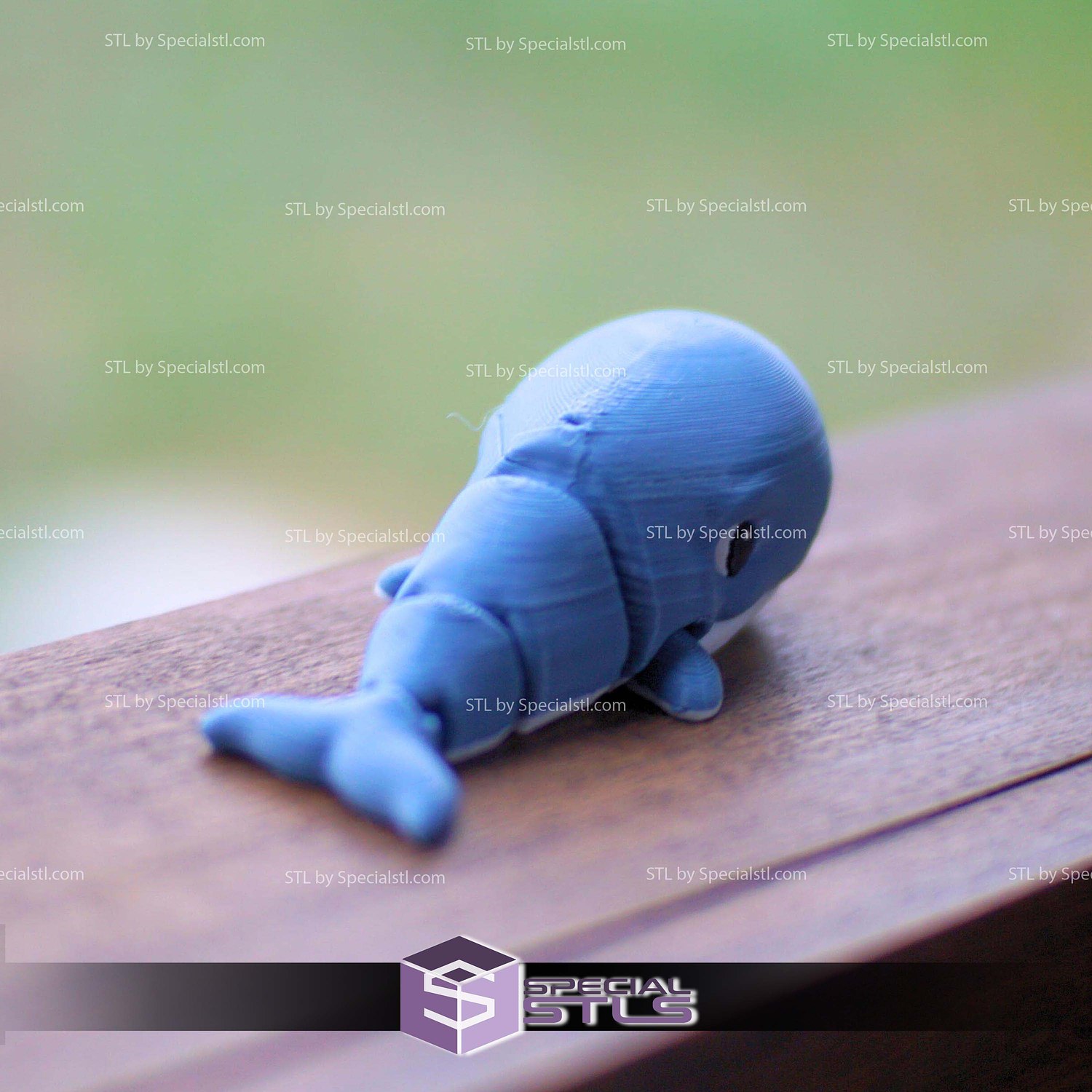 Super Basic STL Flexi Wiggly Whale 3D Model — view 3