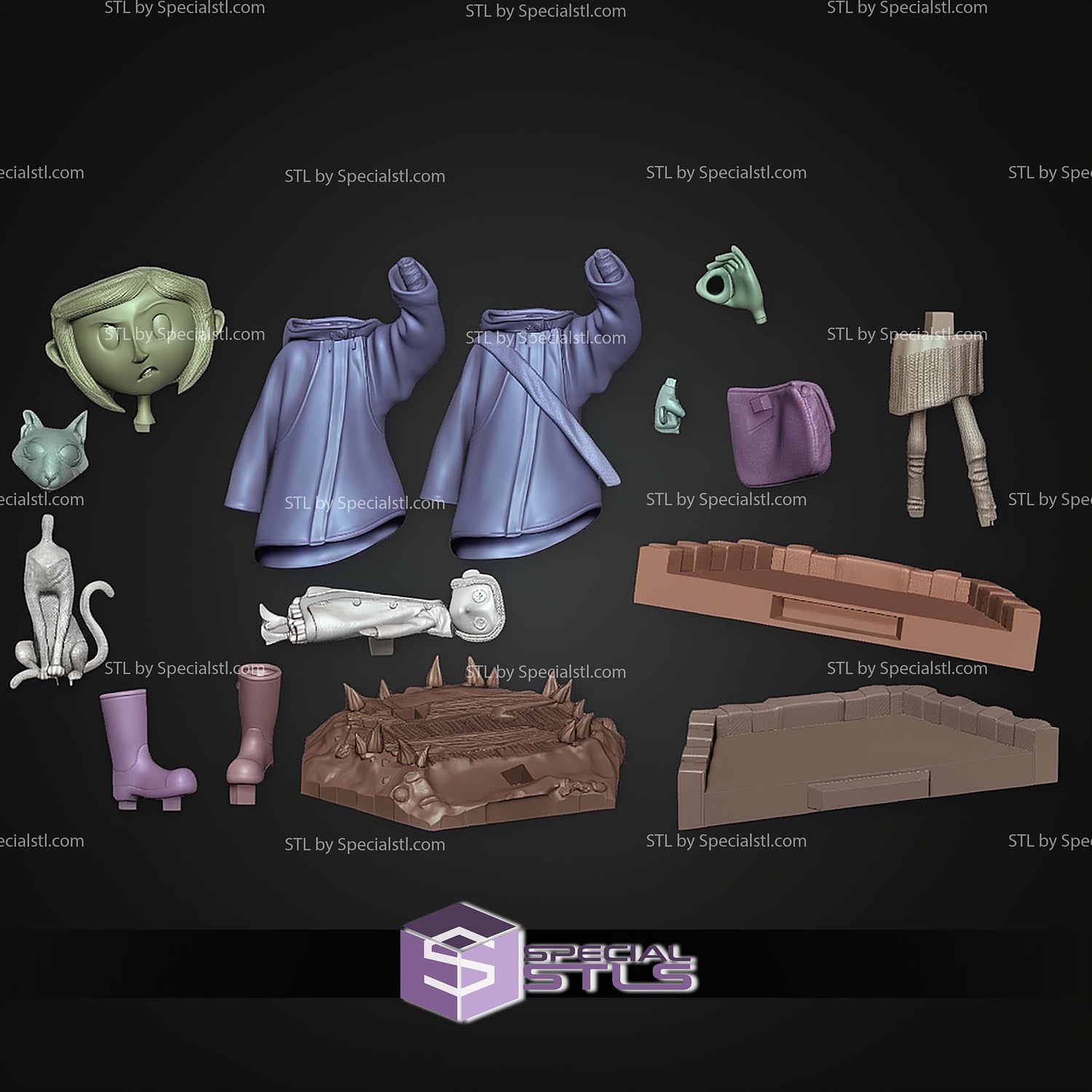 Coraline 2009 300mm STL Files 3D Model — view 4