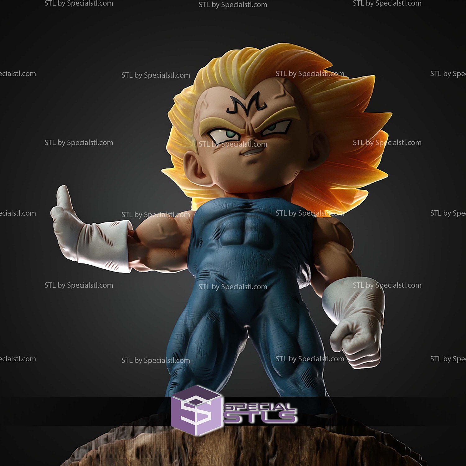 Majin Vegeta Chibi STL Files 3D Model — view 4