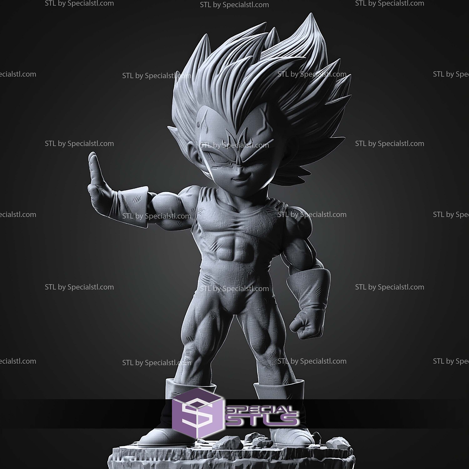 Majin Vegeta Chibi STL Files 3D Model — view 5