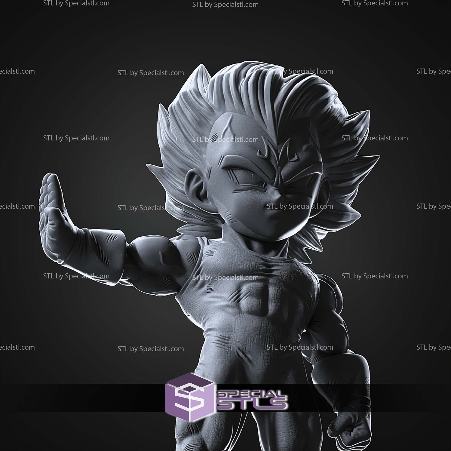 Majin Vegeta Chibi STL Files 3D Model — view 6