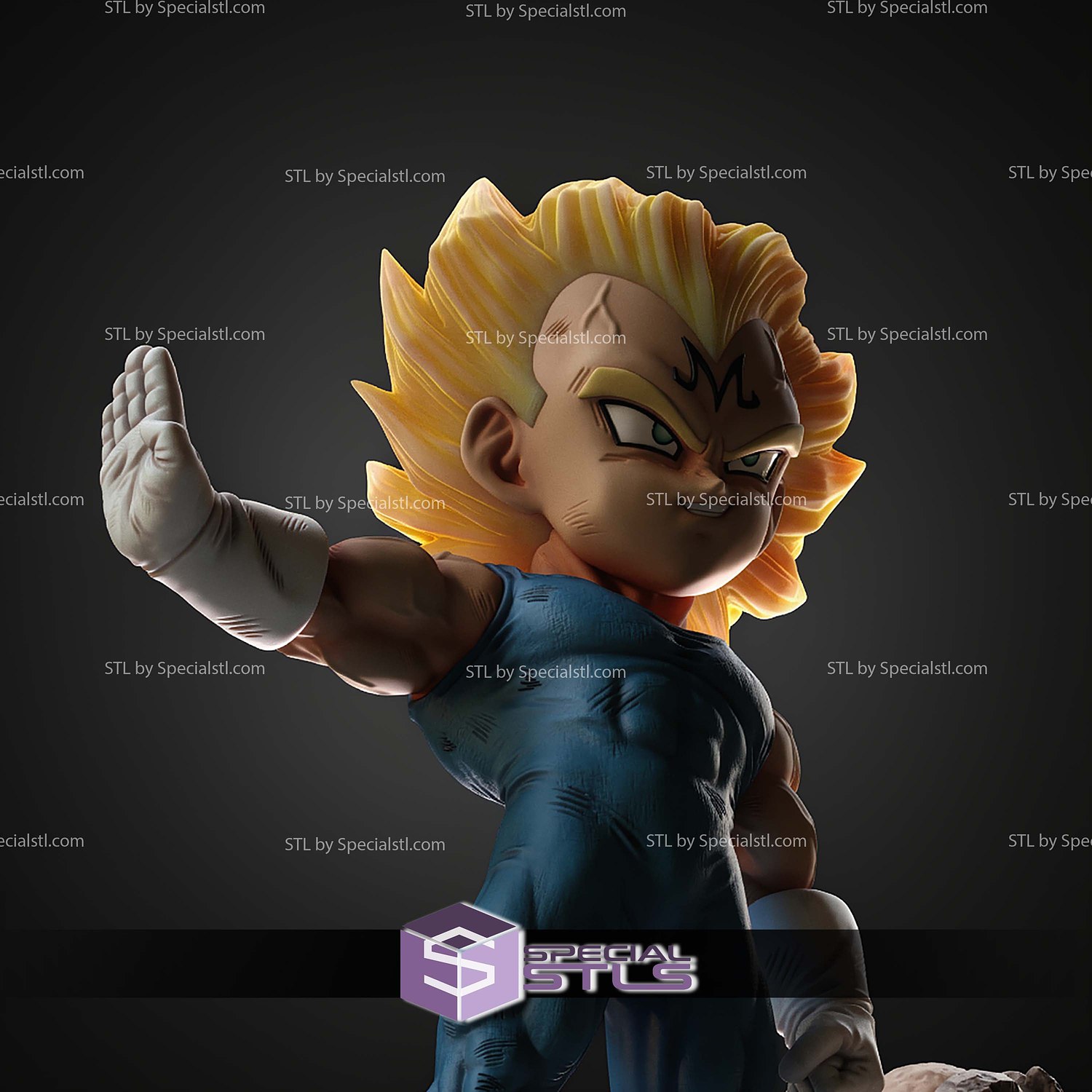 Majin Vegeta Chibi STL Files 3D Model — view 7