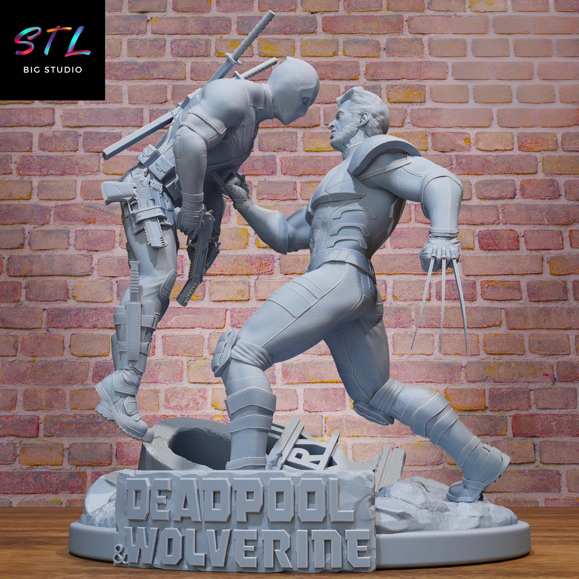 Deadpool vs Wolverine Diorama STL | Epic Battle 3D Printable Figure Model