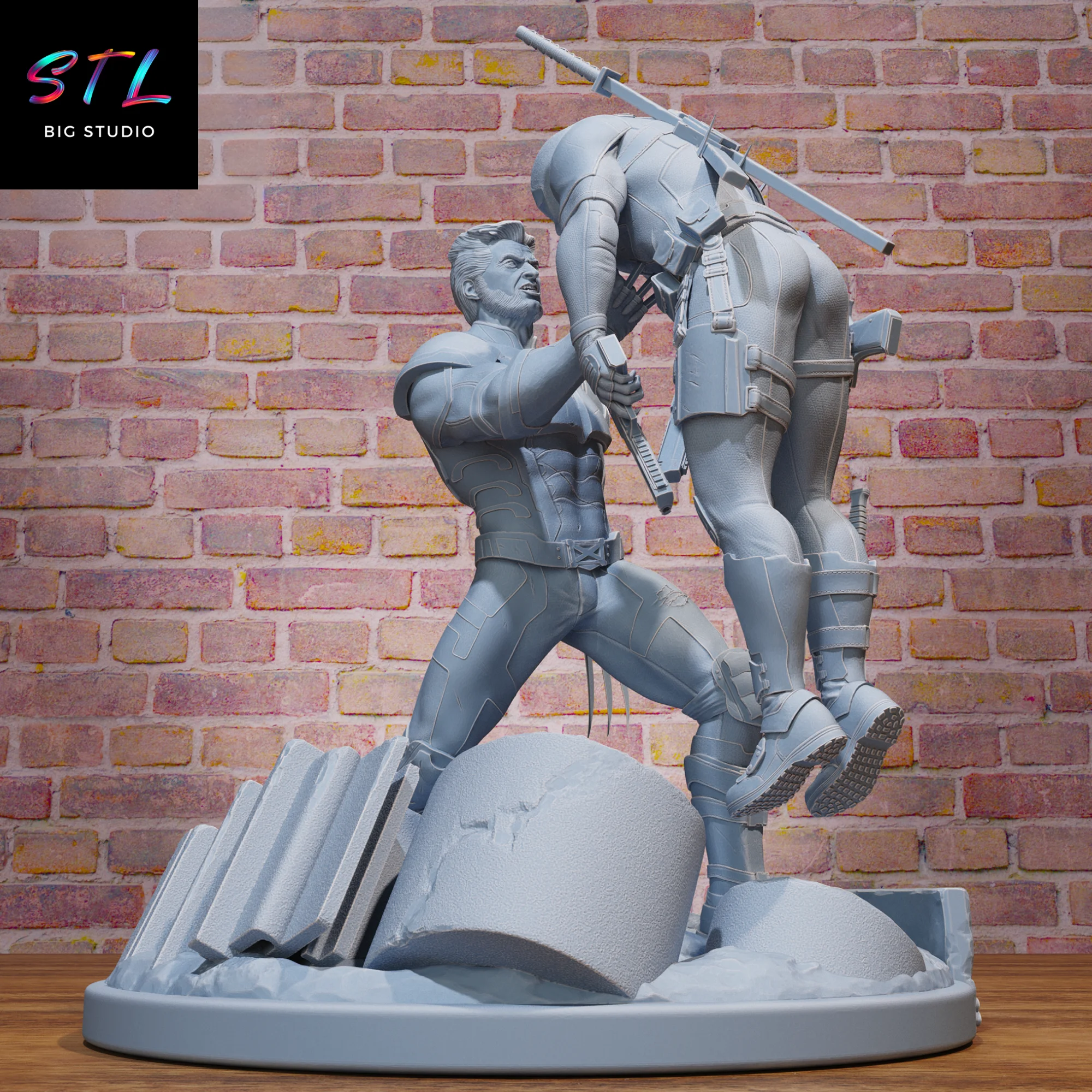 Deadpool vs Wolverine Diorama STL | Epic Battle 3D Printable Figure Model — view 2