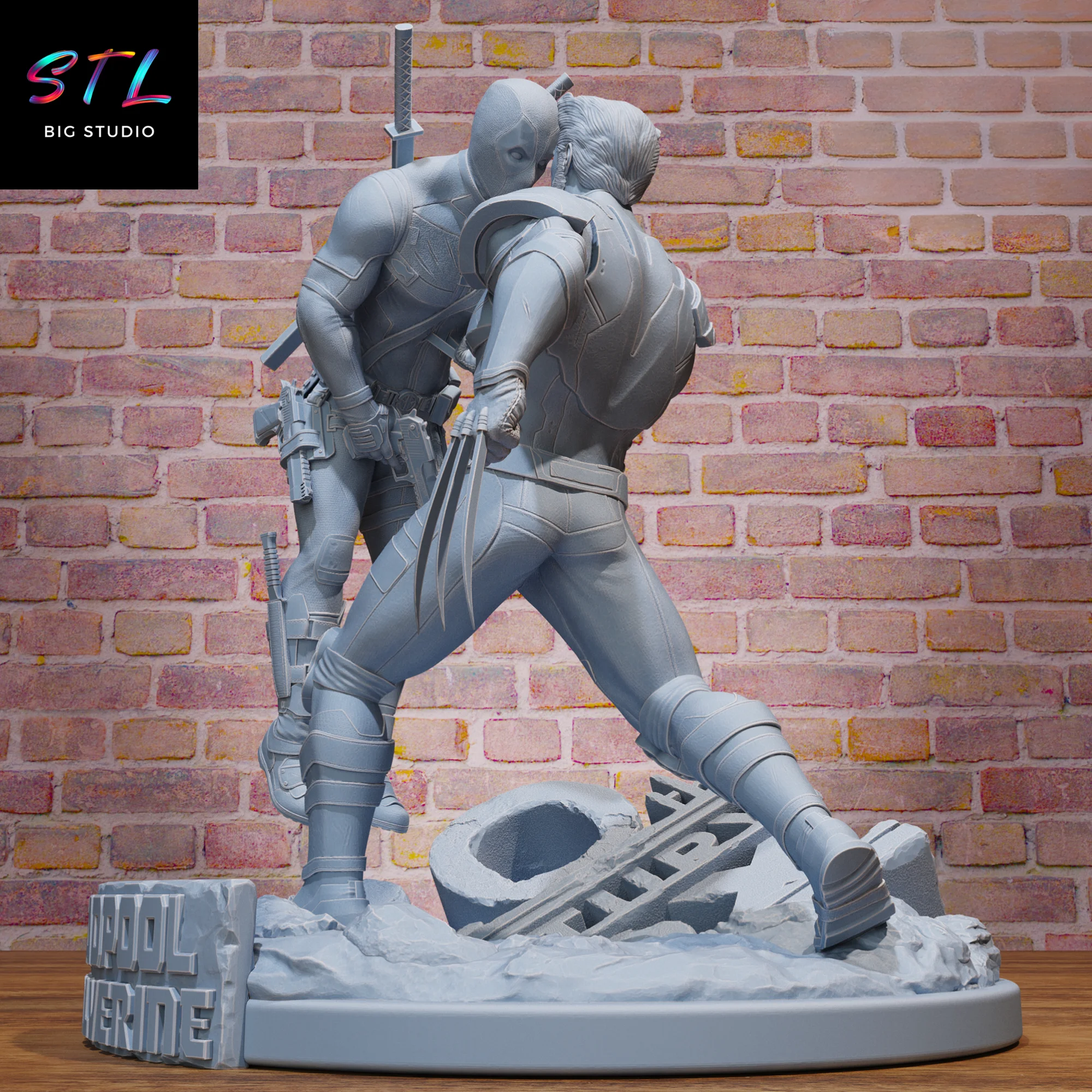 Deadpool vs Wolverine Diorama STL | Epic Battle 3D Printable Figure Model — view 4
