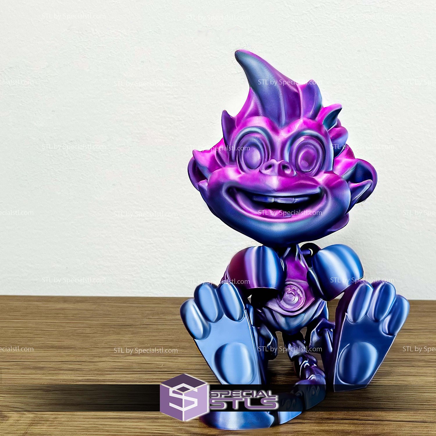 Basic STL Monkey Puckbo Boxer Articulated Print in Place 3D Model — view 2