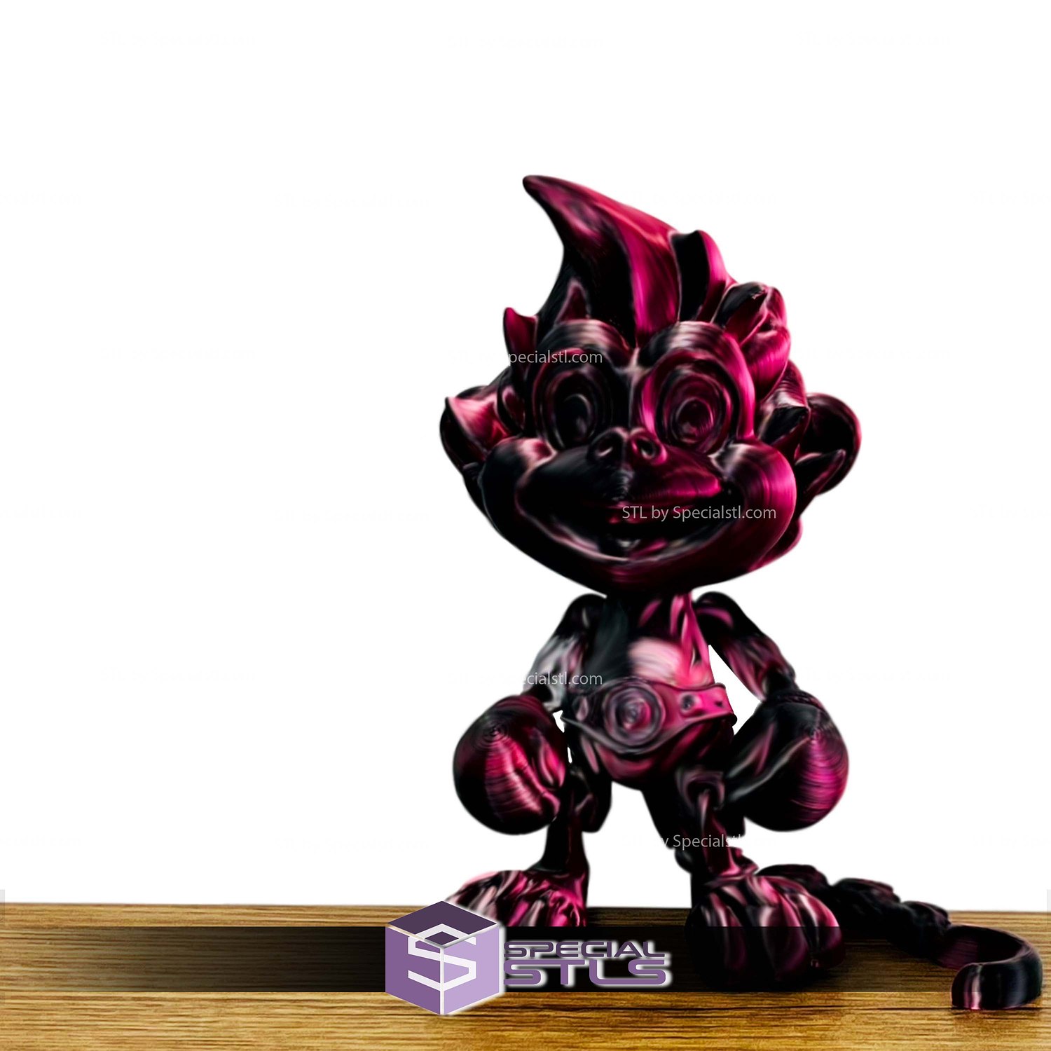 Basic STL Monkey Puckbo Boxer Articulated Print in Place 3D Model — view 3