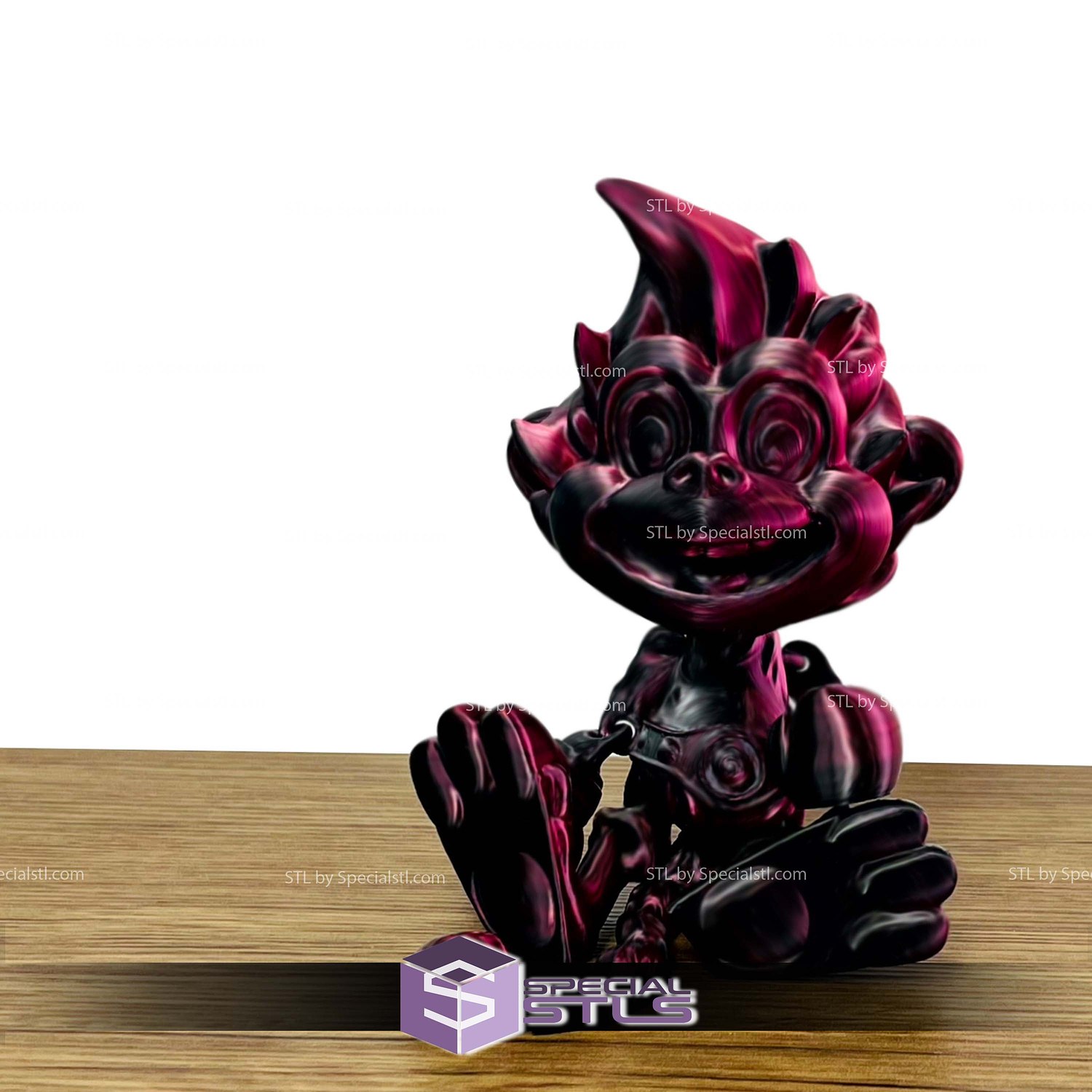 Basic STL Monkey Puckbo Boxer Articulated Print in Place 3D Model — view 4