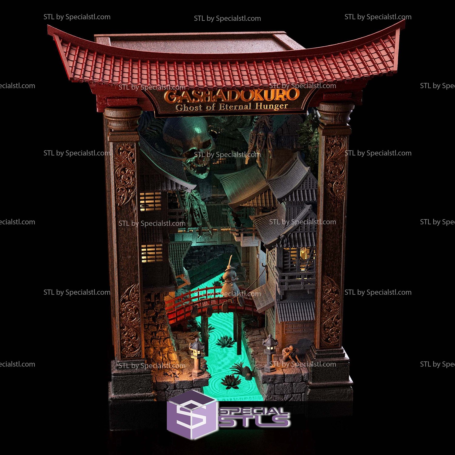 Gashadokuro Book Nook 3D Printer Files STL Model — view 3