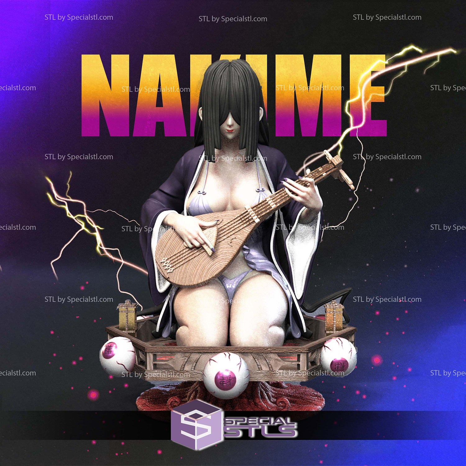 Infinity Castle Nakime Demon Slayer 3D Printer Files Model — view 7
