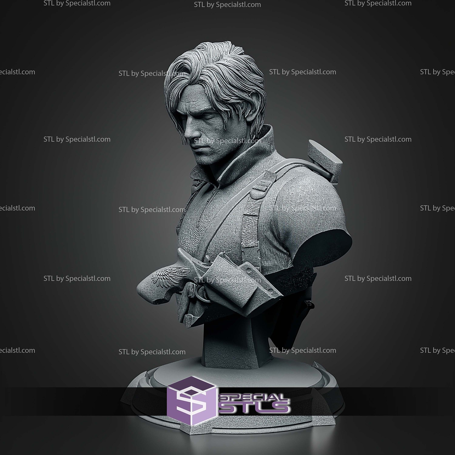 Leon Resident Evil Requiem Bust 135mm STL Files 3D Model — view 2