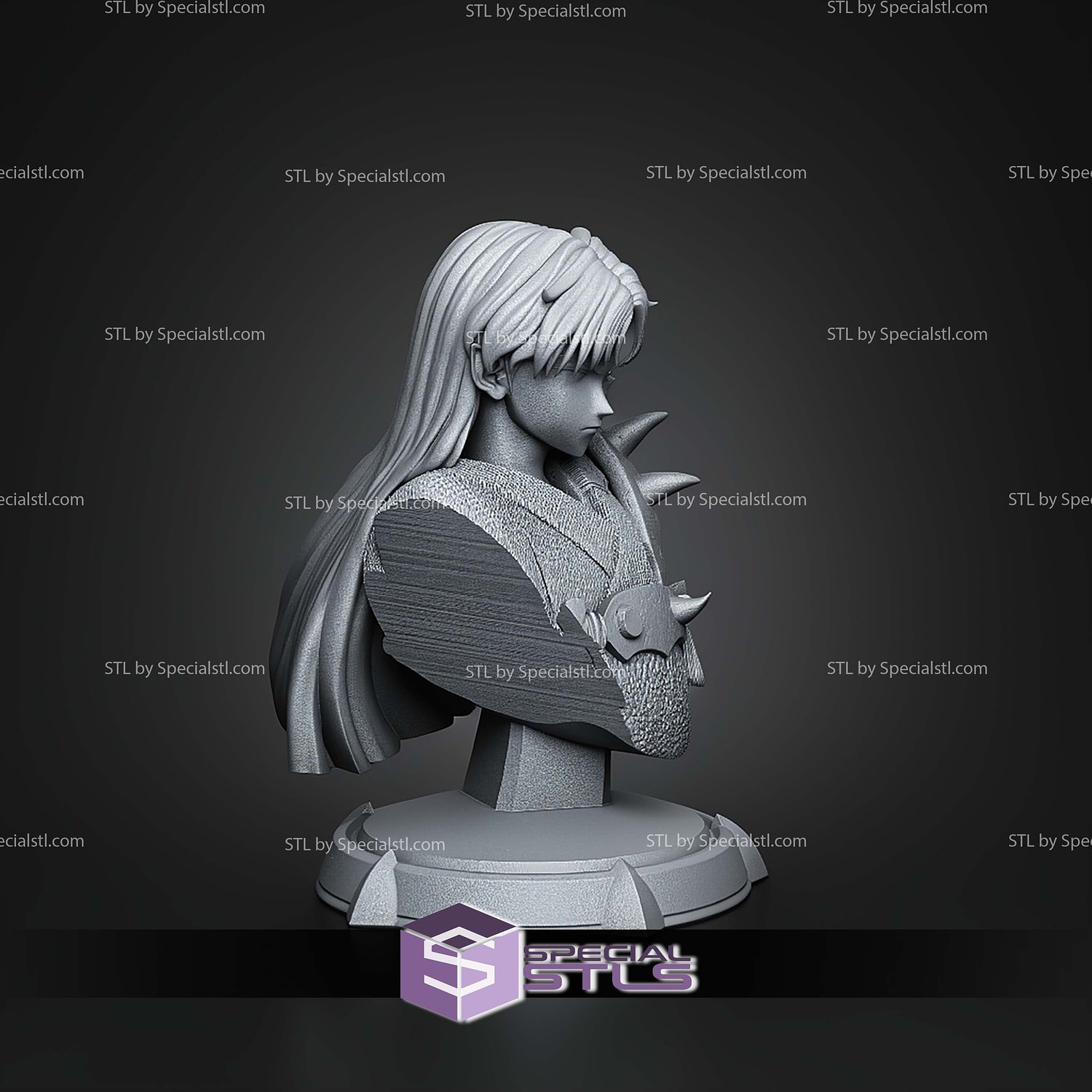 Sesshomaru Inuyasha Bust 123mm STL Files 3D Model — view 4