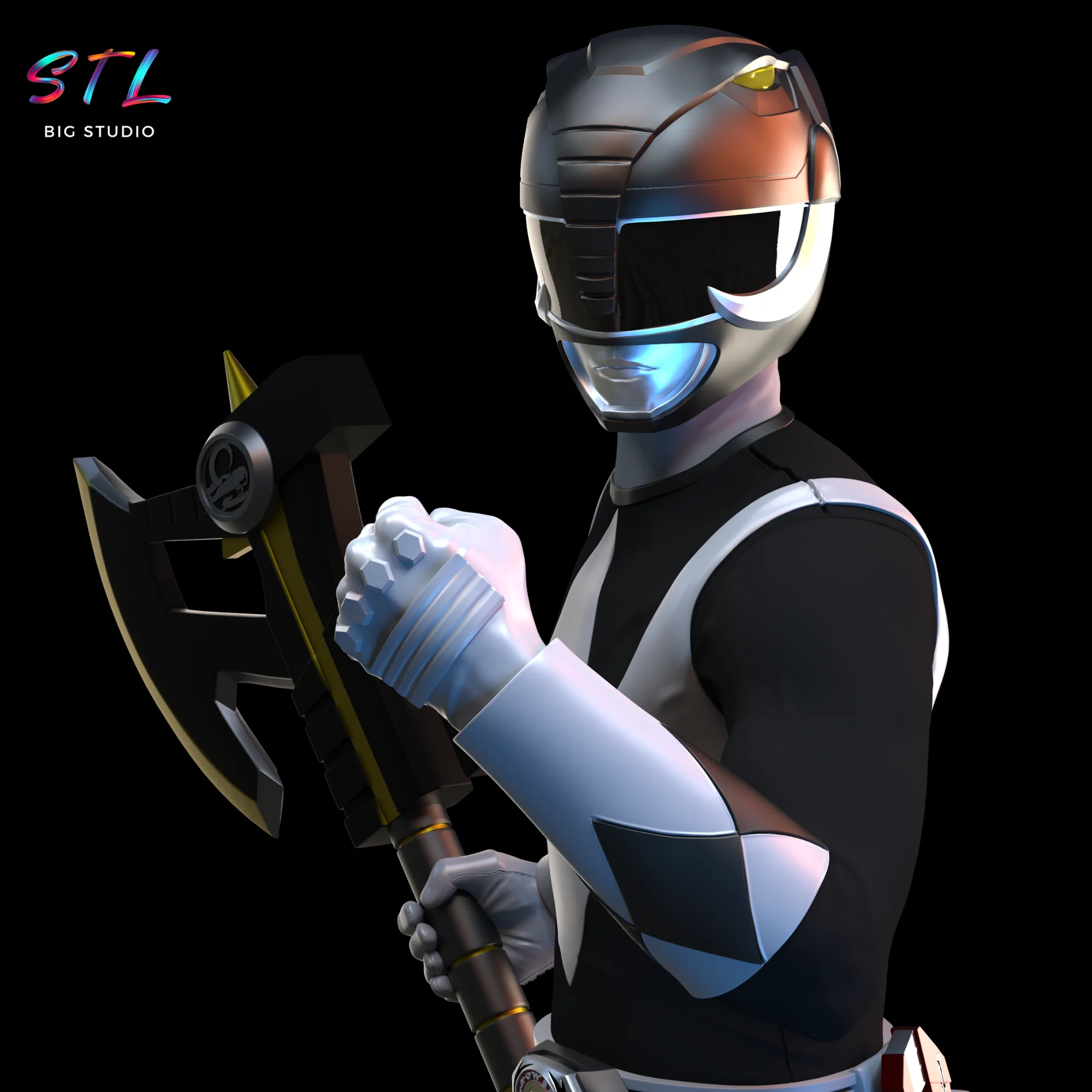 Black Power Ranger STL | 3D Printable Figure Model — view 3
