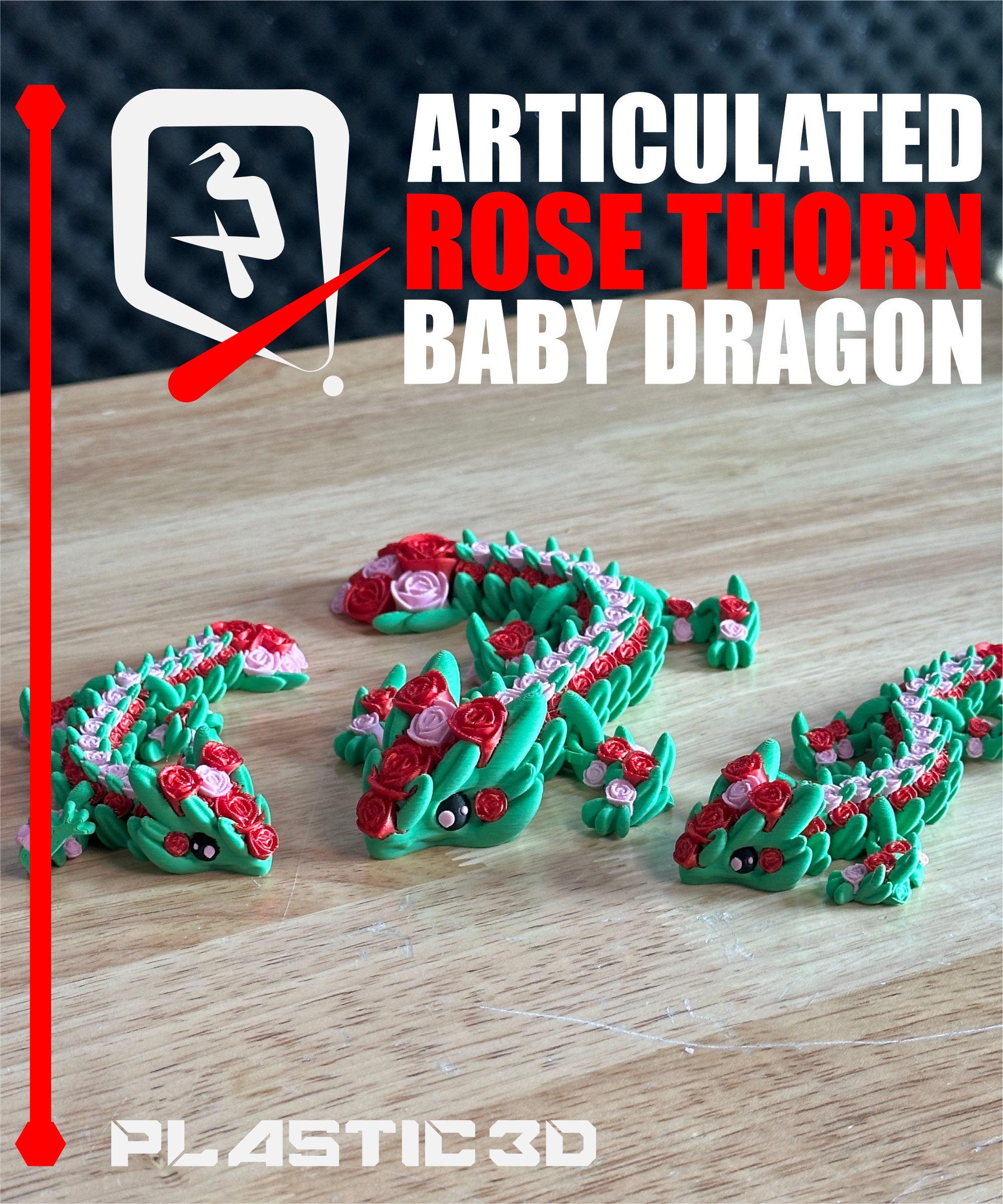 Baby Articulated Rose Dragon — The Flora Guardian 3D 3MF Model