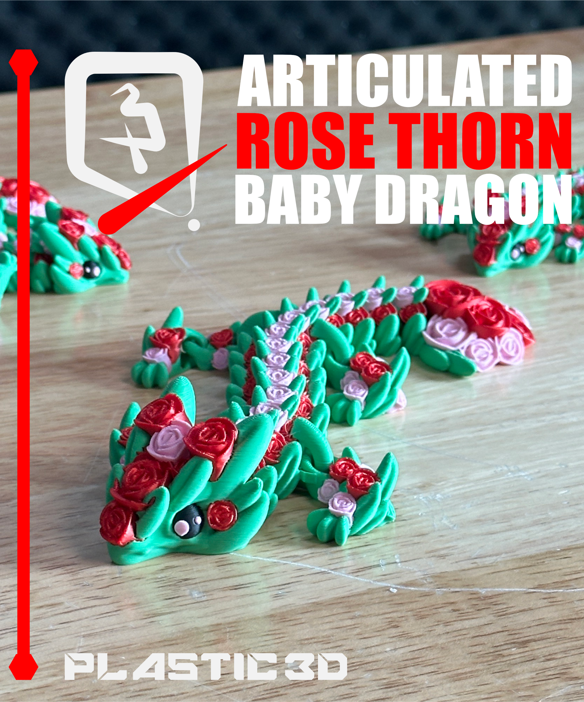 Baby Articulated Rose Dragon — The Flora Guardian 3D 3MF Model — view 2