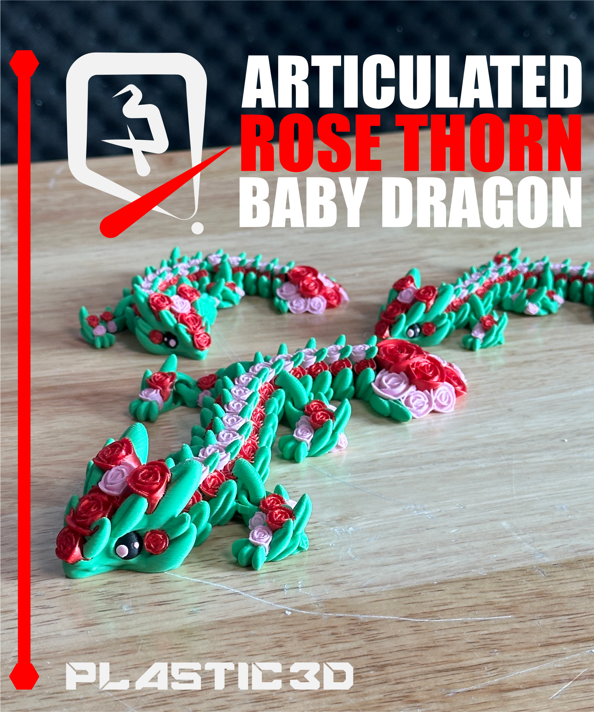 Baby Articulated Rose Dragon — The Flora Guardian 3D 3MF Model — view 3