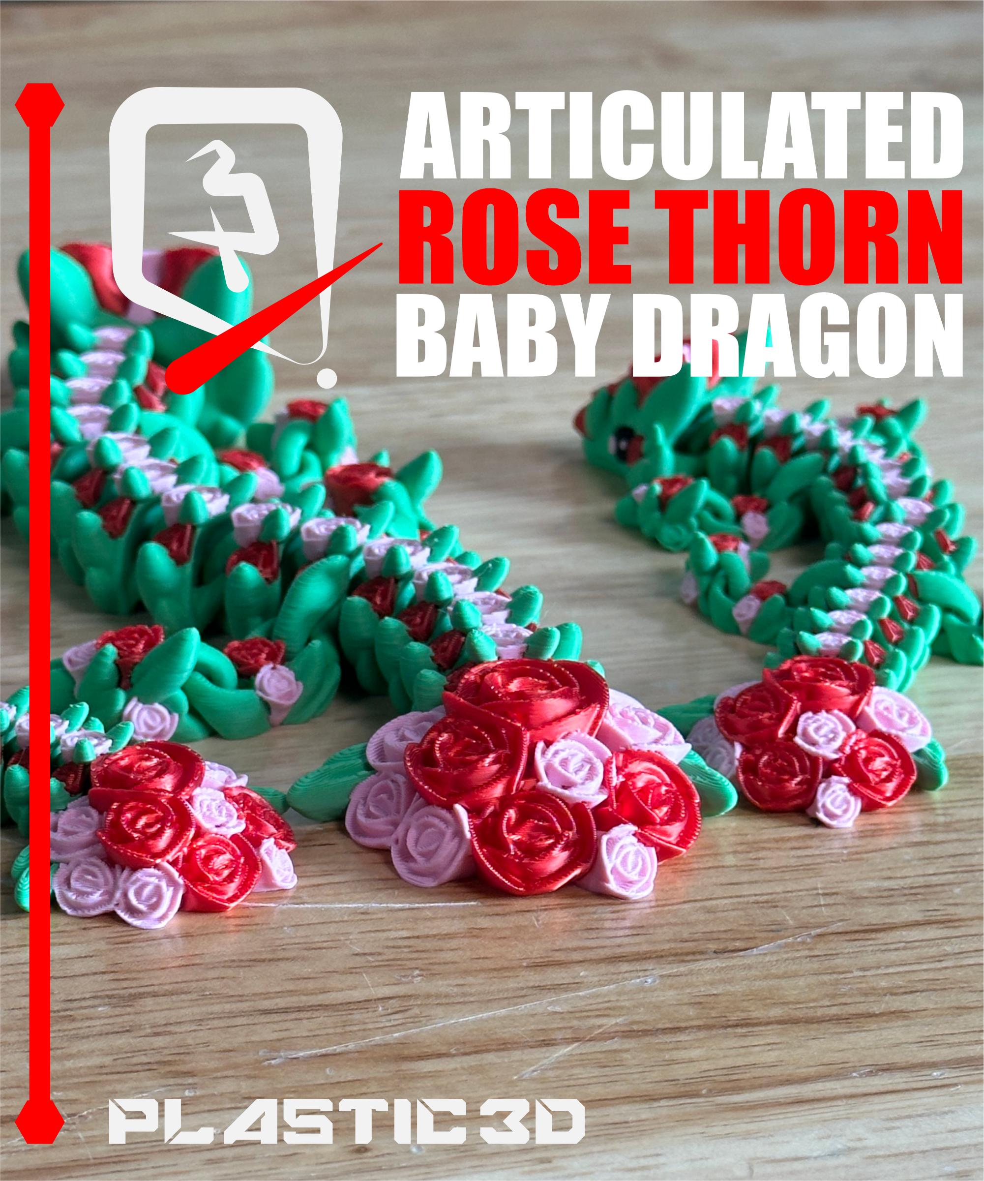 Baby Articulated Rose Dragon — The Flora Guardian 3D 3MF Model — view 4