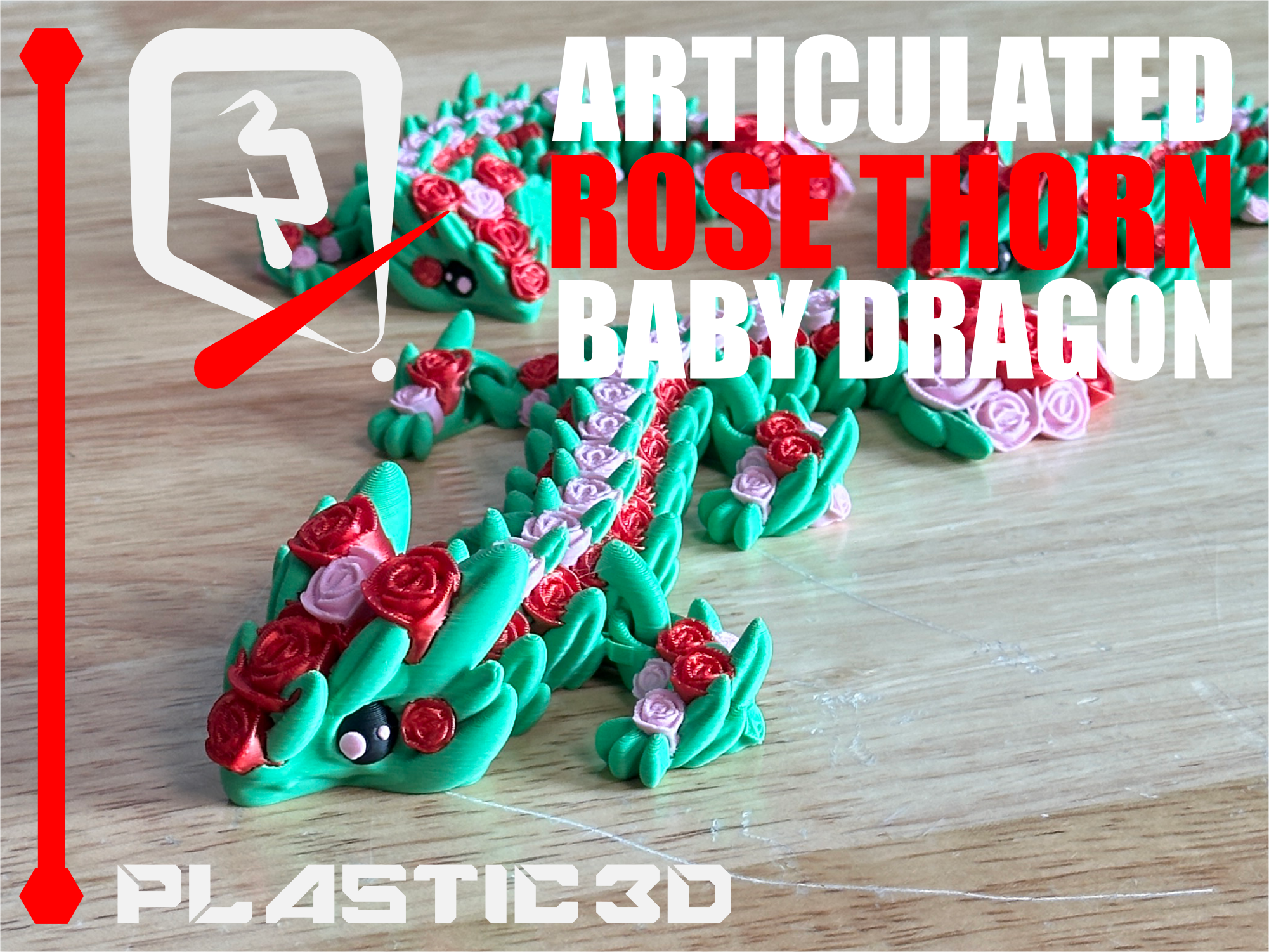 Baby Articulated Rose Dragon — The Flora Guardian 3D 3MF Model — view 7