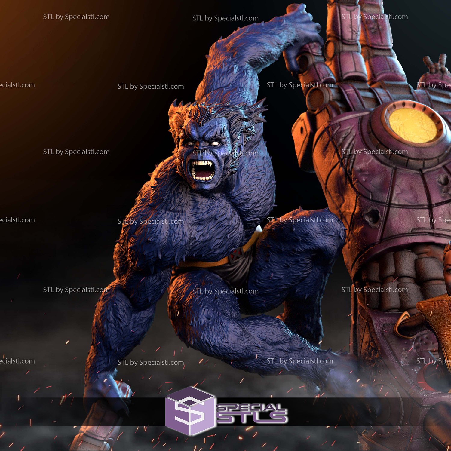 Beast Shadowcat and Lockheed Diorama 3D Printer Files STL Model — view 8