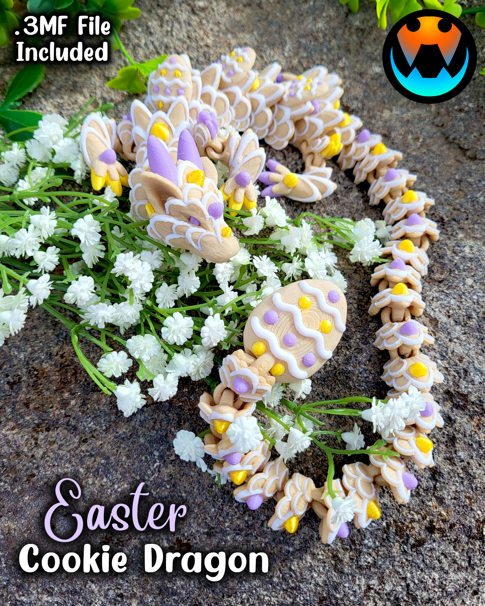 Easter Egg Cookie Dragon 3D 3MF Model