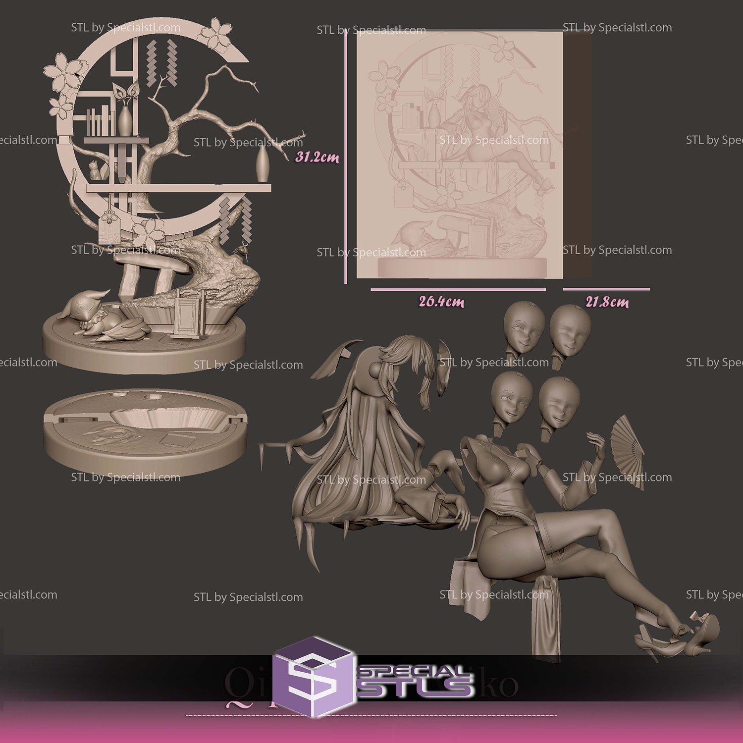 Qipao Yae Miko Genshin Impact 3D Printer Files STL Model — view 4