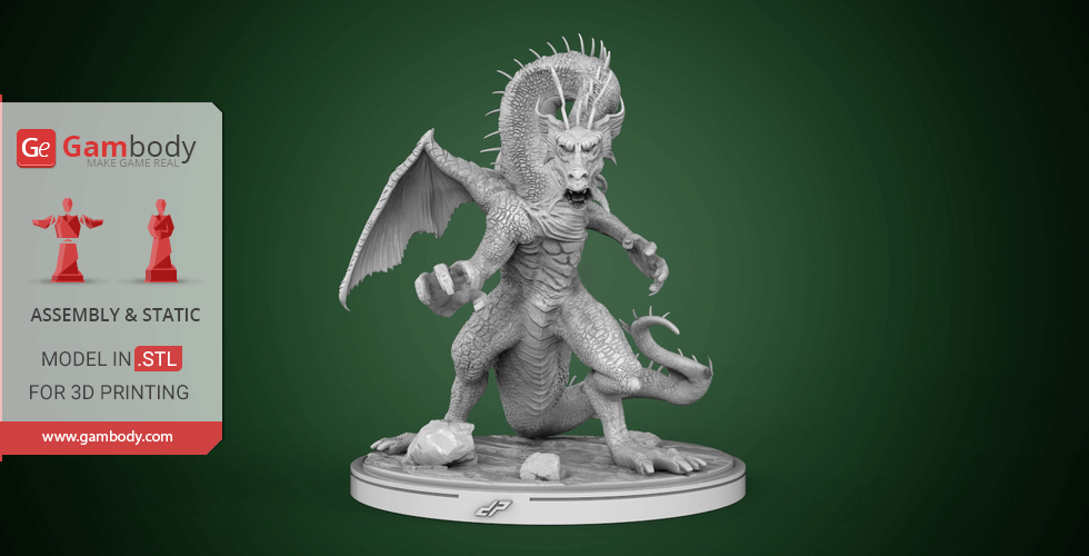 Fin Fang Foom 3D Printing Miniature | Assembly STL Model