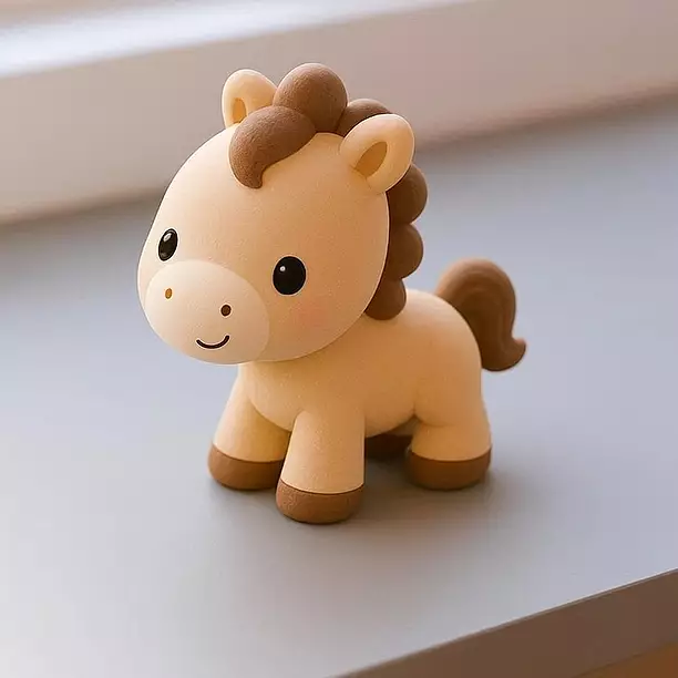 Cute Cartoon Horse Figurine KAWAII 3D PNG Model