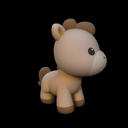 Cute Cartoon Horse Figurine KAWAII 3D PNG Model — view 6