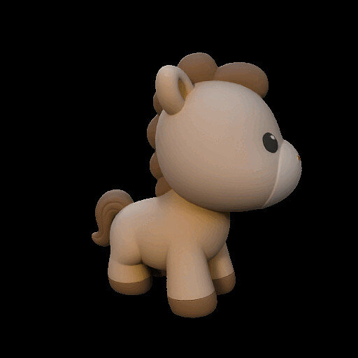 Cute Cartoon Horse Figurine KAWAII 3D PNG Model — view 7