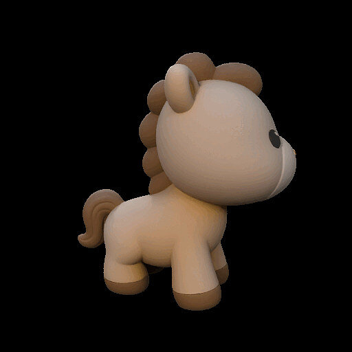 Cute Cartoon Horse Figurine KAWAII 3D PNG Model — view 8